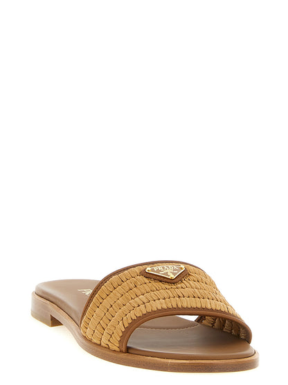 Mules Prada en viscose marron