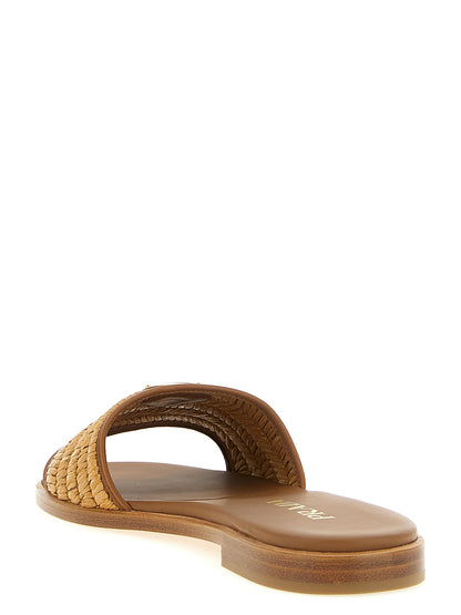 Mules Prada en viscose marron