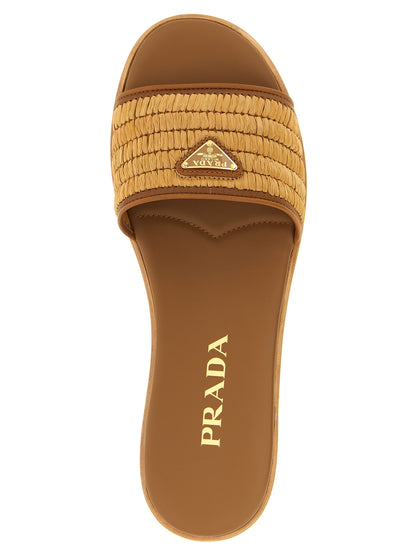 Mules Prada en viscose marron