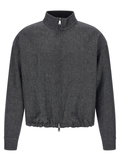 Veste en jean en lin bleu Fendi