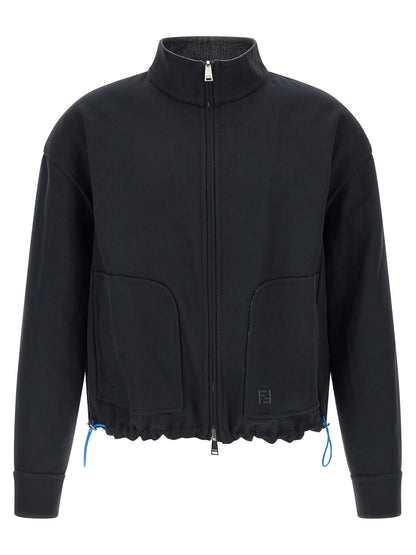 Veste en jean en lin bleu Fendi
