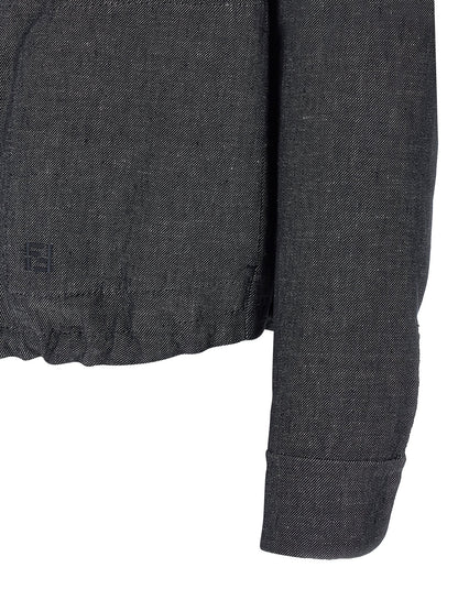 Veste en jean en lin bleu Fendi
