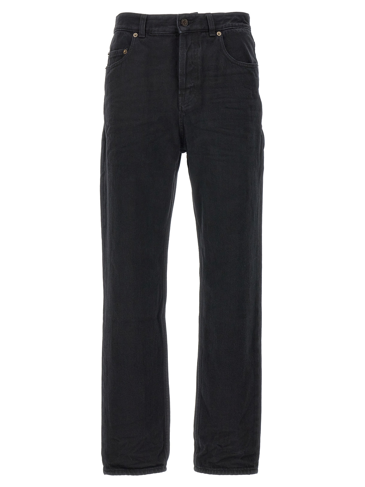 Jean droit en coton noir Saint Laurent