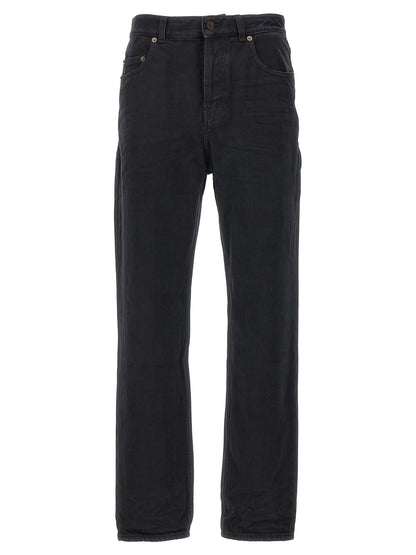 Jean droit en coton noir Saint Laurent