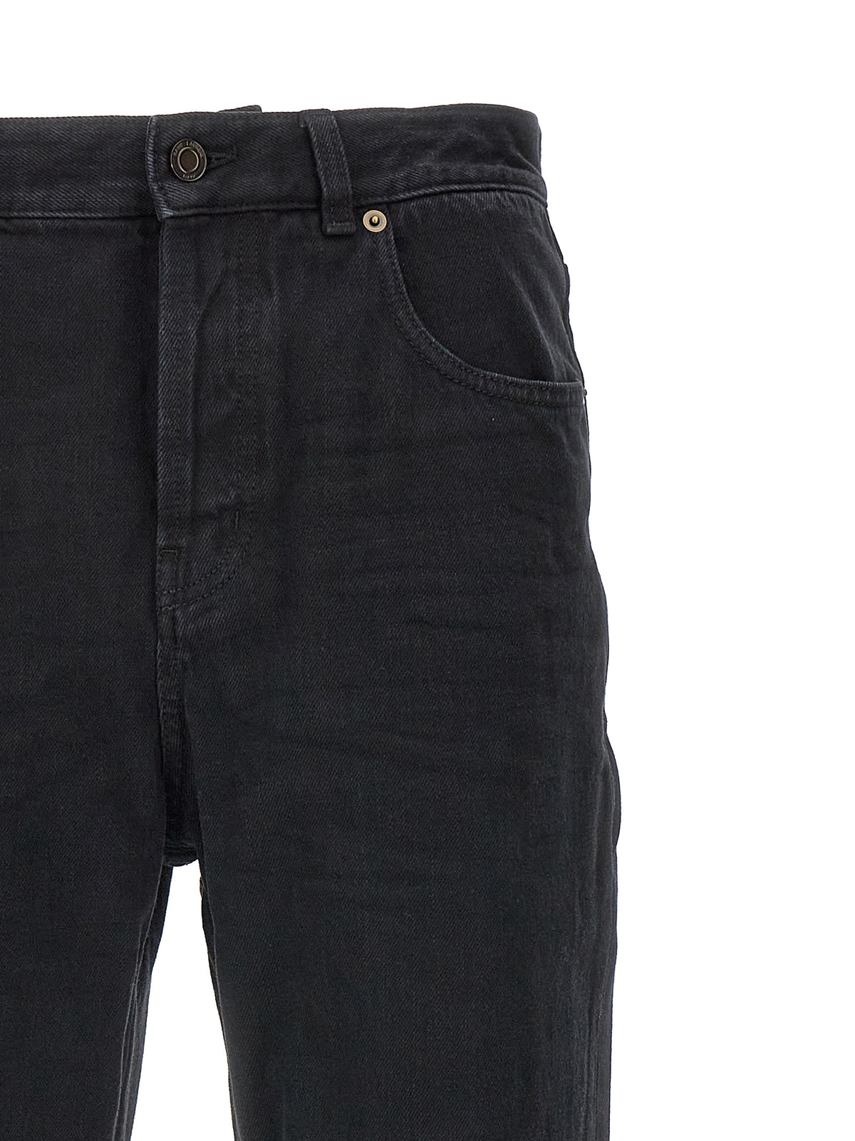 Jean droit en coton noir Saint Laurent