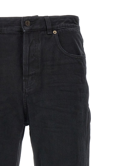 Jean droit en coton noir Saint Laurent