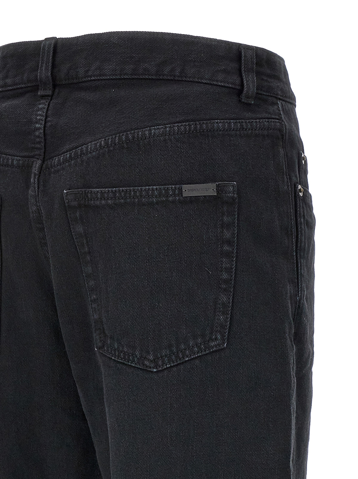 Jean droit en coton noir Saint Laurent