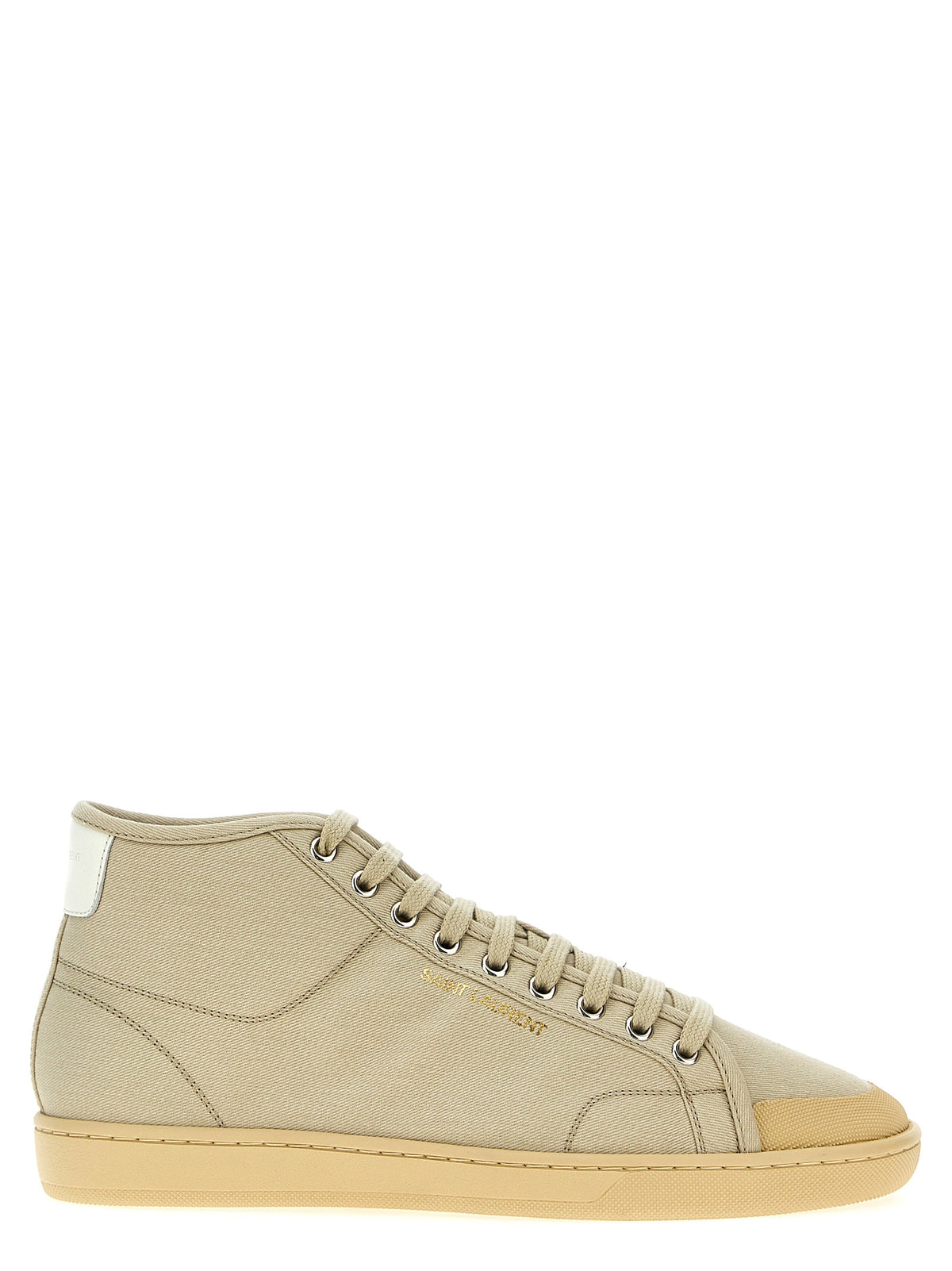 Baskets montantes Saint Laurent en coton beige