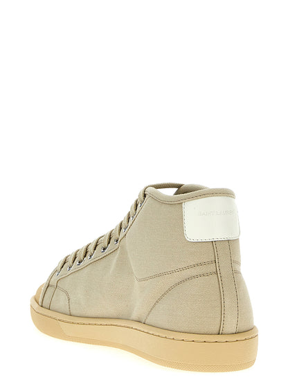 Baskets montantes Saint Laurent en coton beige