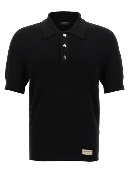Polo Balmain en laine mérinos noire