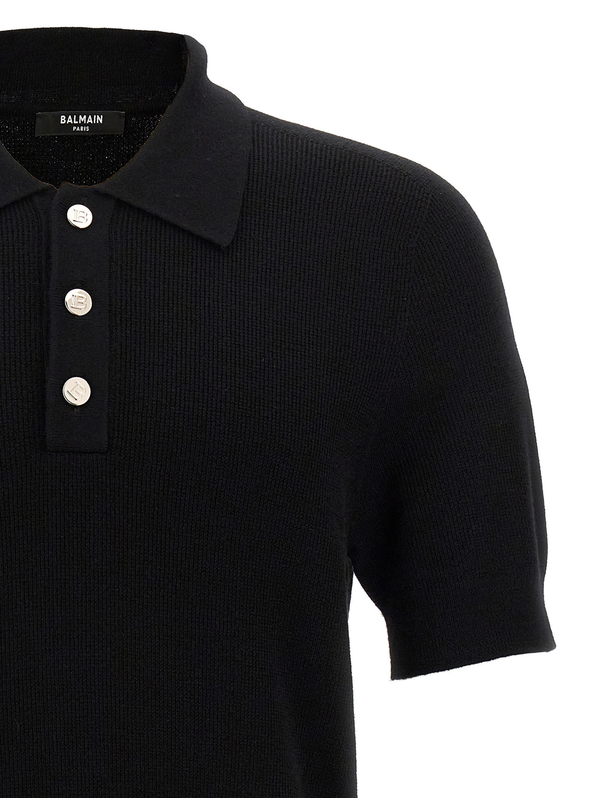 Polo Balmain en laine mérinos noire