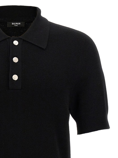 Polo Balmain en laine mérinos noire