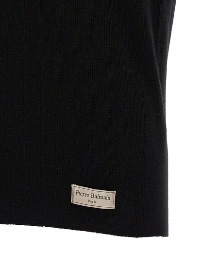 Polo Balmain en laine mérinos noire