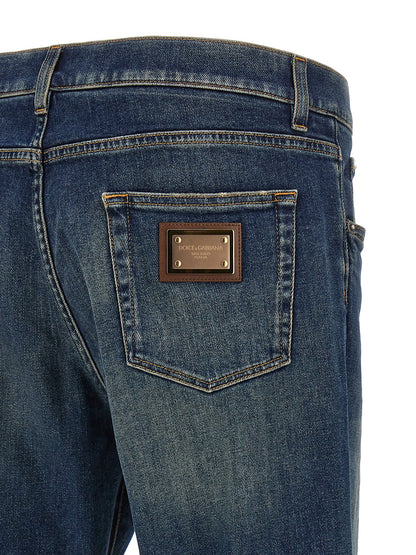 Dolce & Gabbana Blue Cotton Straight-Leg Jeans