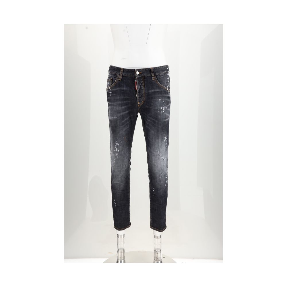 Jean en denim de coton noir Dsquared²