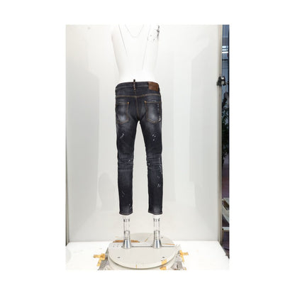 Jean en denim de coton noir Dsquared²