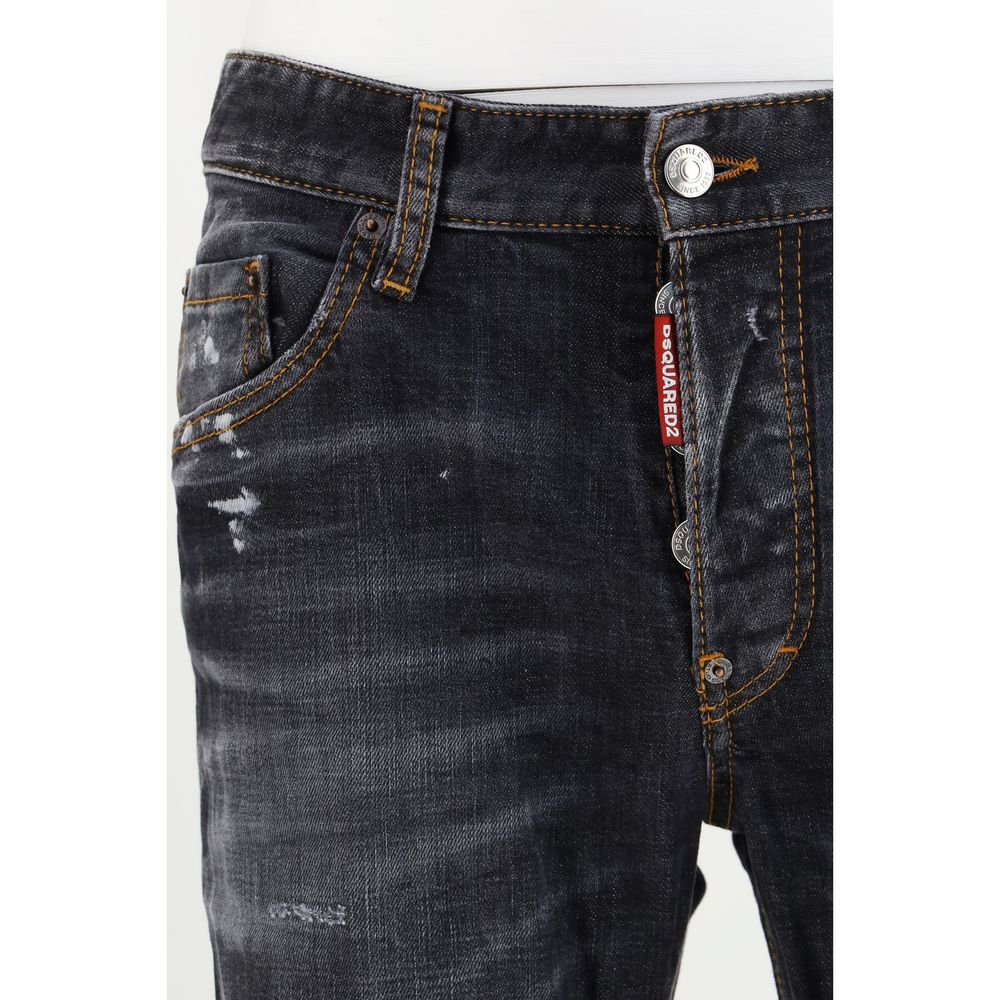 Jean en denim de coton noir Dsquared²
