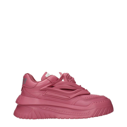 Baskets compensées Versace en cuir rose