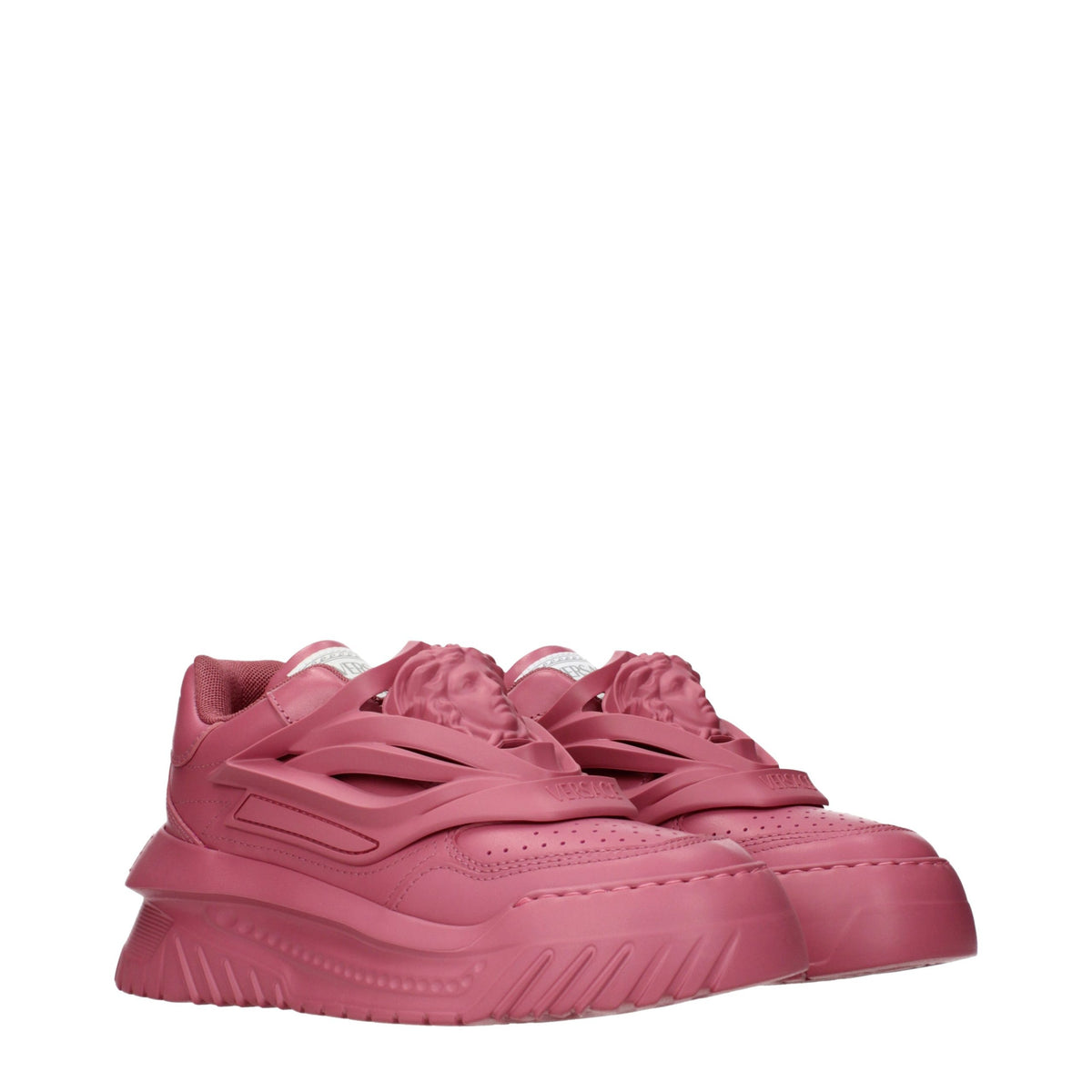 Baskets compensées Versace en cuir rose