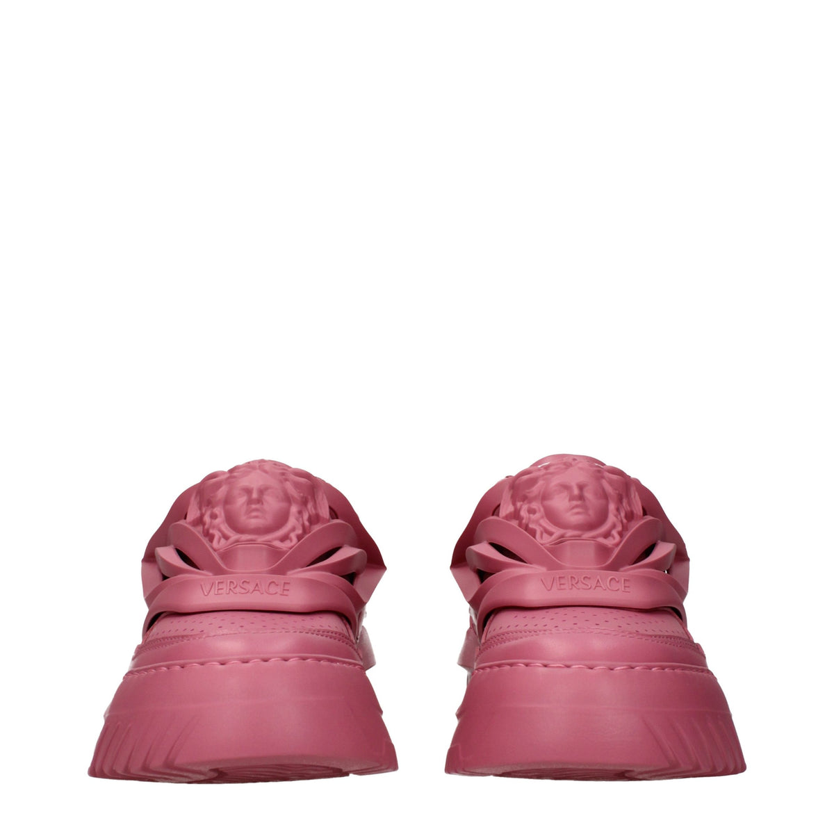 Baskets compensées Versace en cuir rose