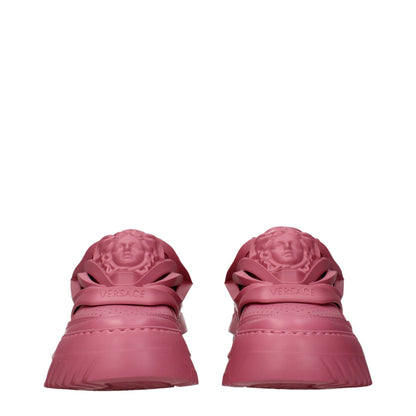 Baskets compensées Versace en cuir rose