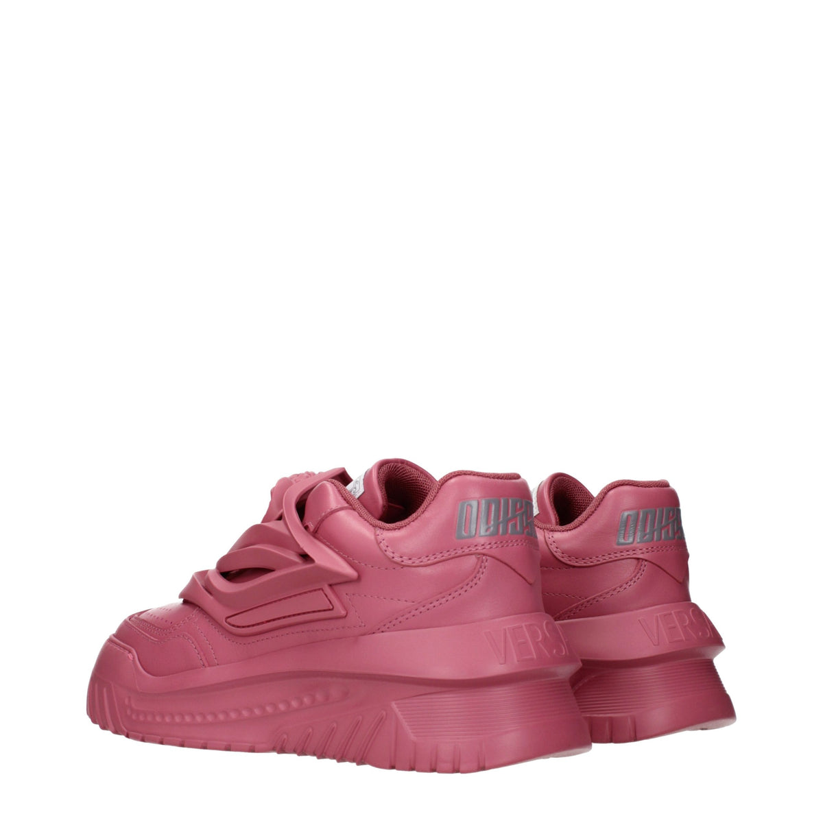 Baskets compensées Versace en cuir rose