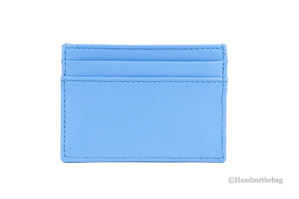 Versace Mini Medusa DV Blue Quilted Smooth Nappa Leather Card Case Wallet