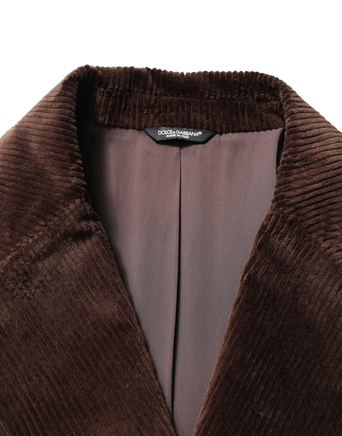 Dolce & Gabbana Veste Blazer Croisée en Velours Côtelé Marron