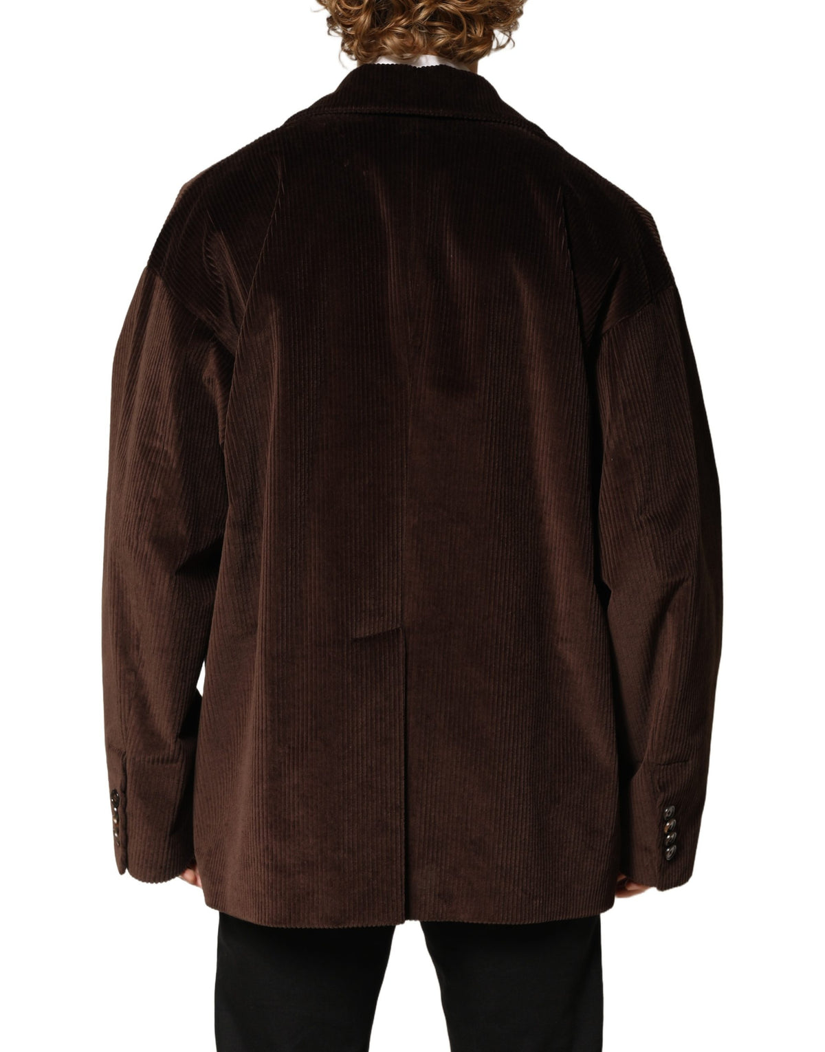 Dolce & Gabbana Veste Blazer Croisée en Velours Côtelé Marron