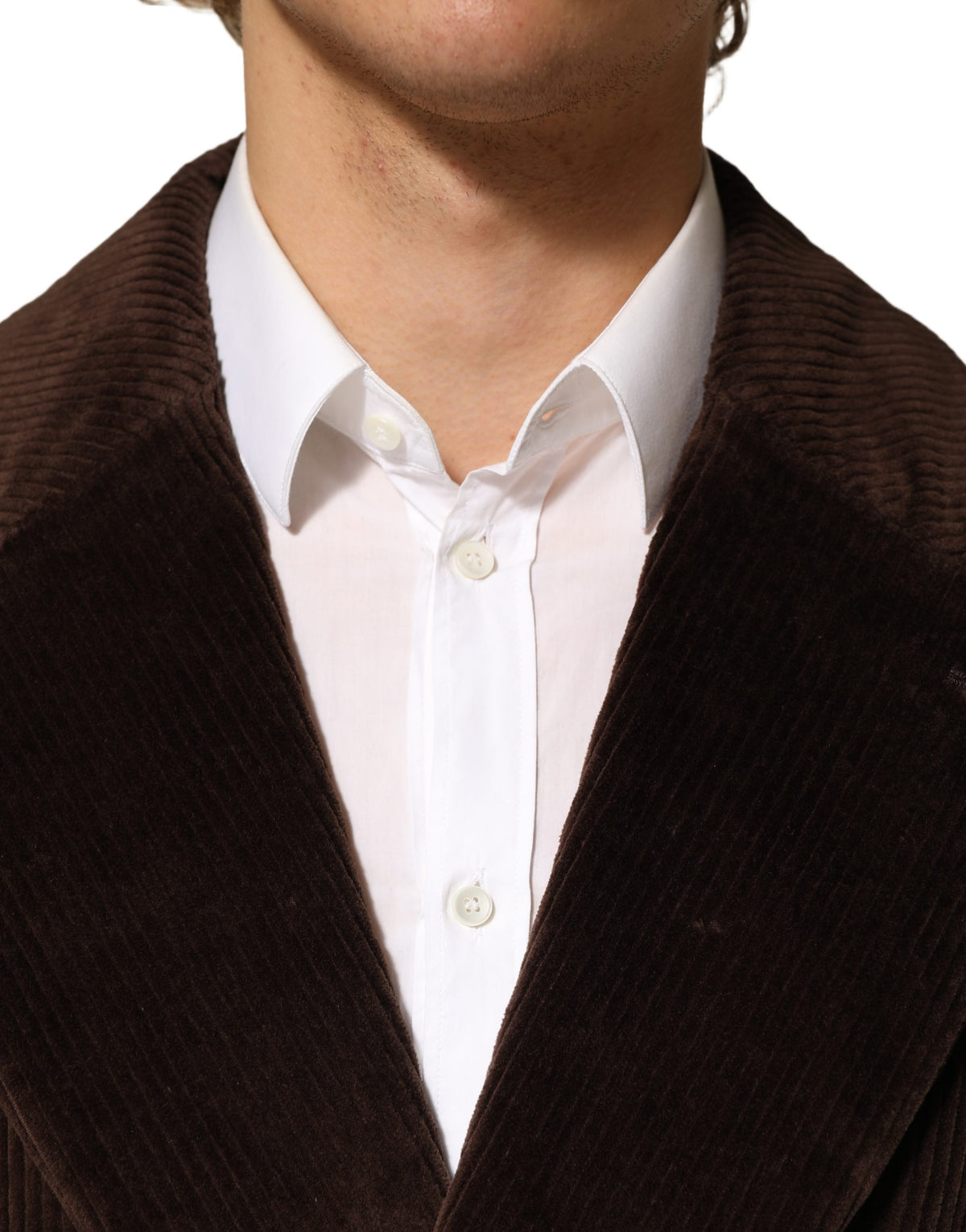 Dolce & Gabbana Veste Blazer Croisée en Velours Côtelé Marron