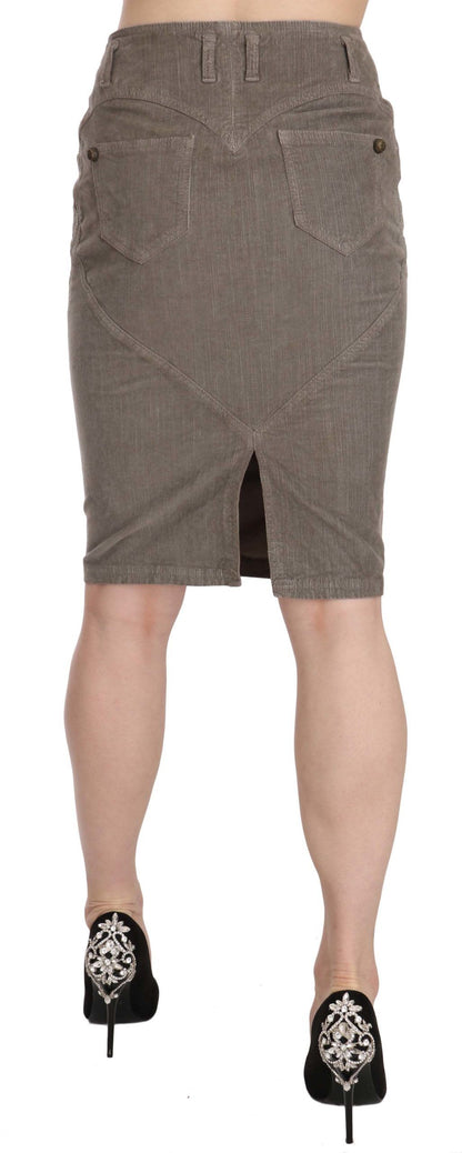 Falda recta de pana gris A-line Just Cavalli