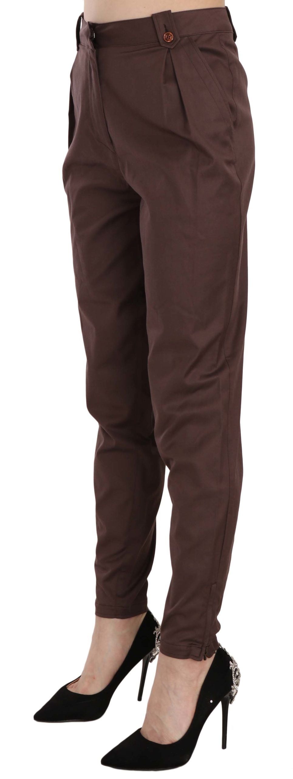 Pantalones formales Just Cavalli marrón de talle alto y corte tapered