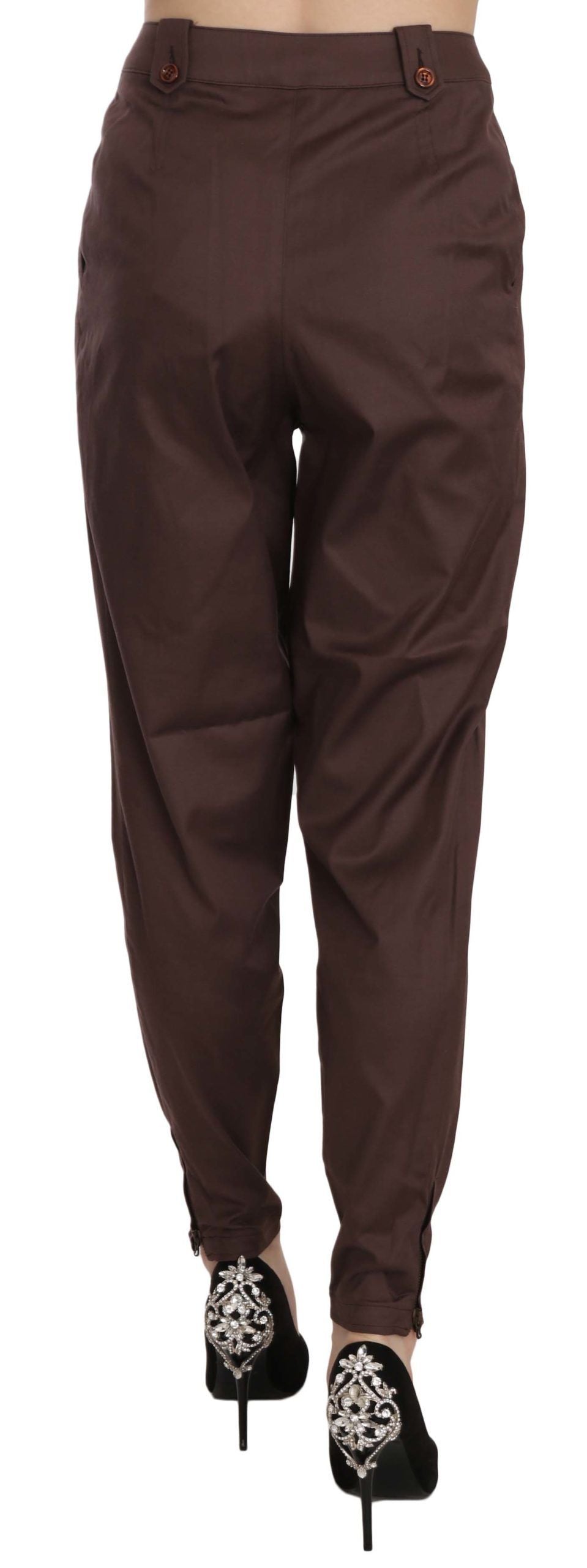 Pantalones formales Just Cavalli marrón de talle alto y corte tapered