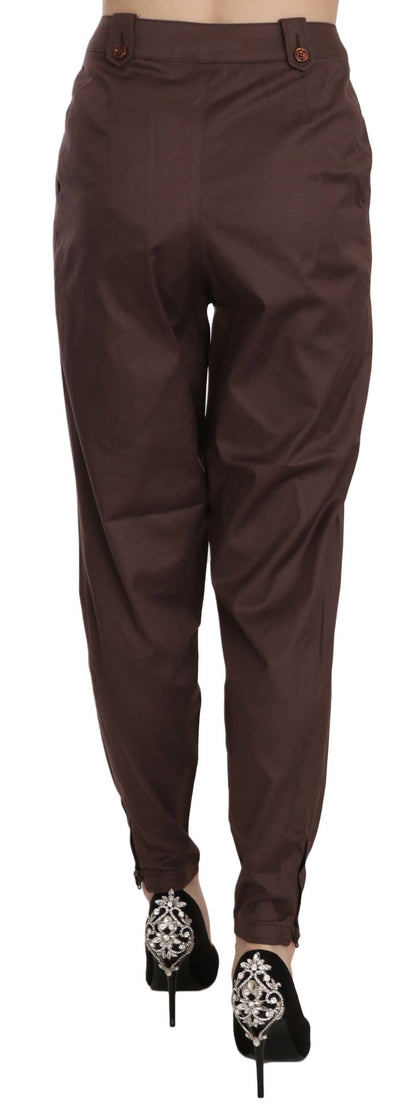 Pantalones formales Just Cavalli marrón de talle alto y corte tapered