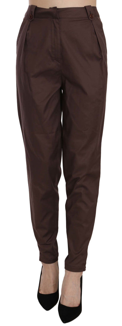 Pantalones formales Just Cavalli marrón de talle alto y corte tapered