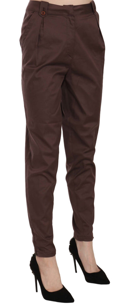 Pantalones formales Just Cavalli marrón de talle alto y corte tapered