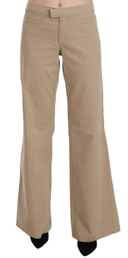 Pantalones Acampanados Just Cavalli Beige de Algodón de Tiro Medio