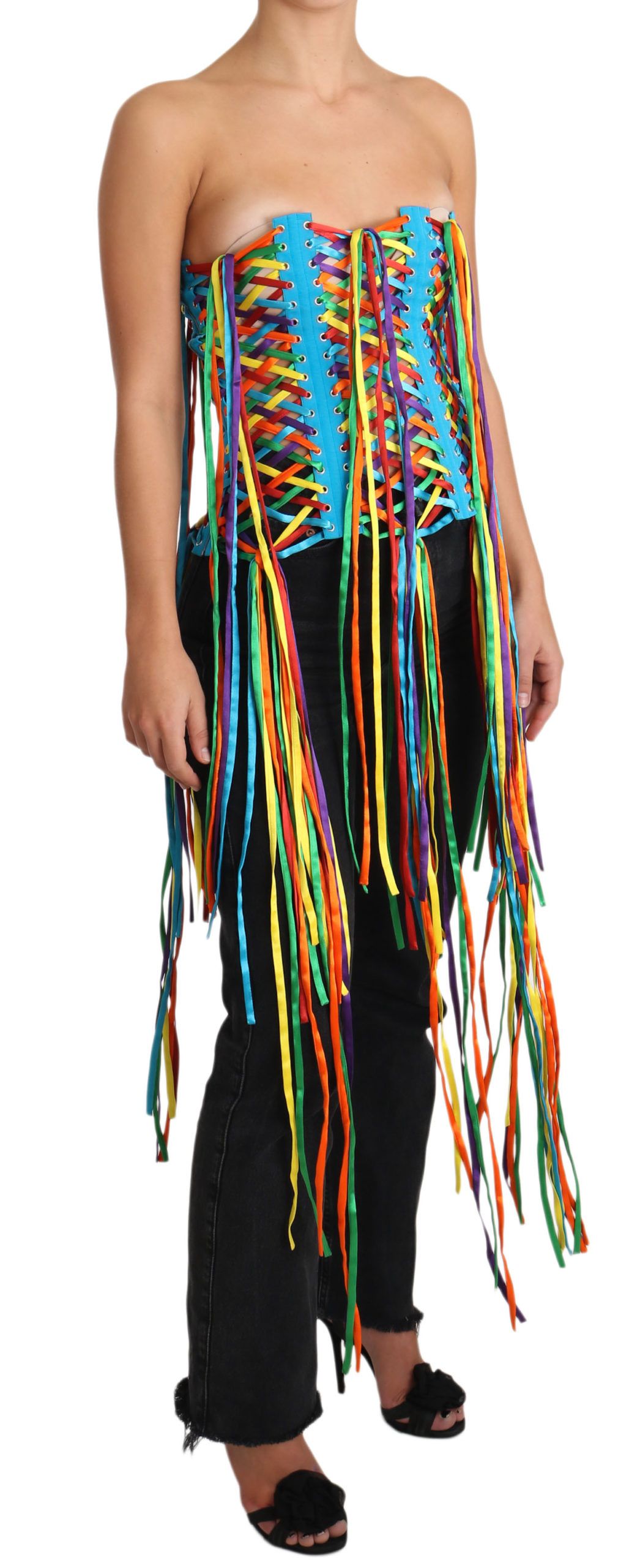 Corsé tipo top de poliéster Dolce & Gabbana Multicolor Strings Bustier