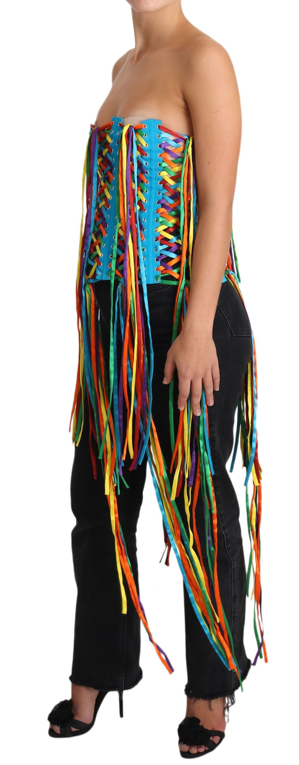 Corsé tipo top de poliéster Dolce & Gabbana Multicolor Strings Bustier