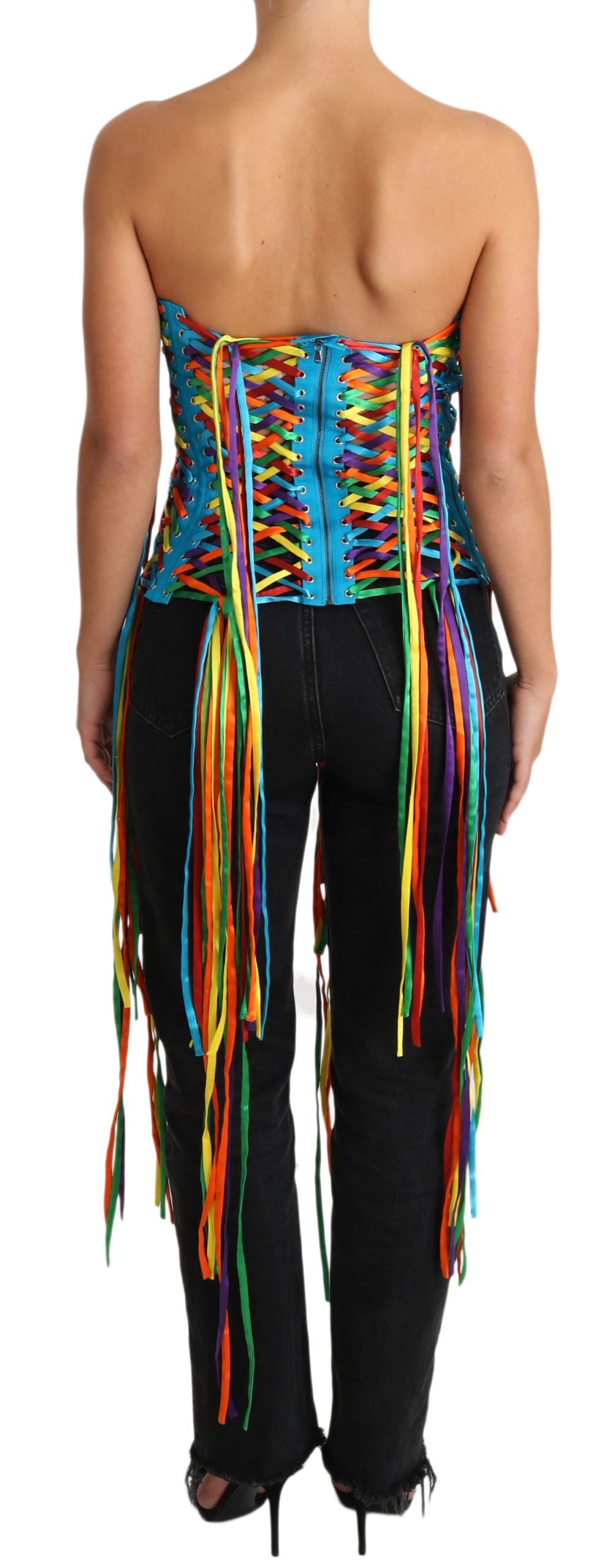 Corsé tipo top de poliéster Dolce & Gabbana Multicolor Strings Bustier