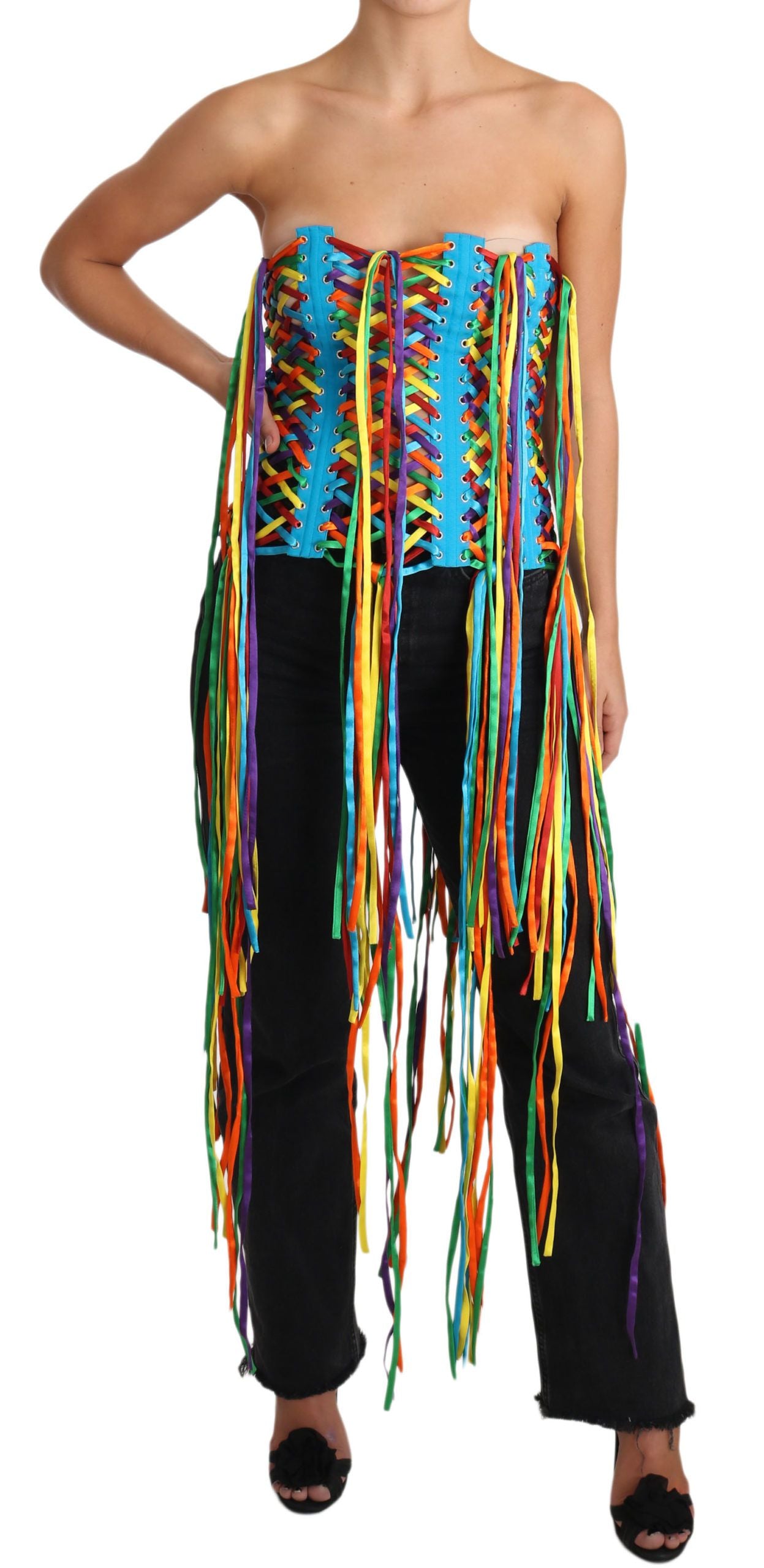 Corsé tipo top de poliéster Dolce & Gabbana Multicolor Strings Bustier