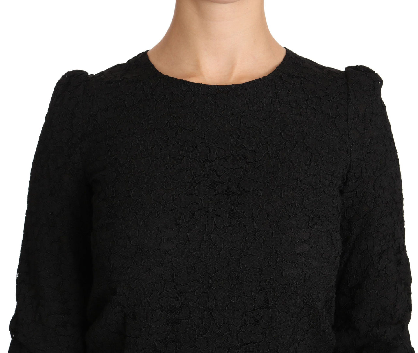 Blusa con cremallera de encaje floral negra de Dolce & Gabbana