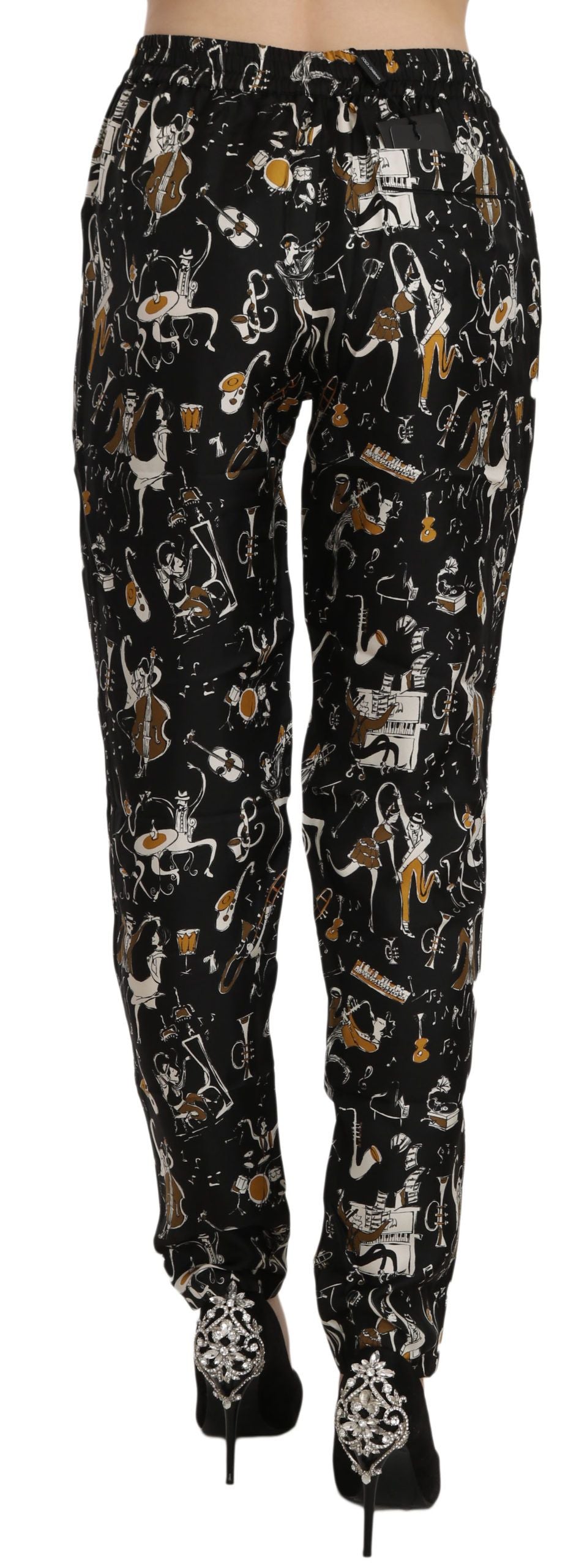 Pantalones Tapered de Talle Alto con Estampado Black Jazz Club de Dolce & Gabbana