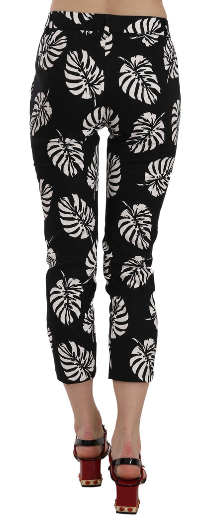 Pantalones pitillo negros con estampado de hojas de palma de Dolce & Gabbana