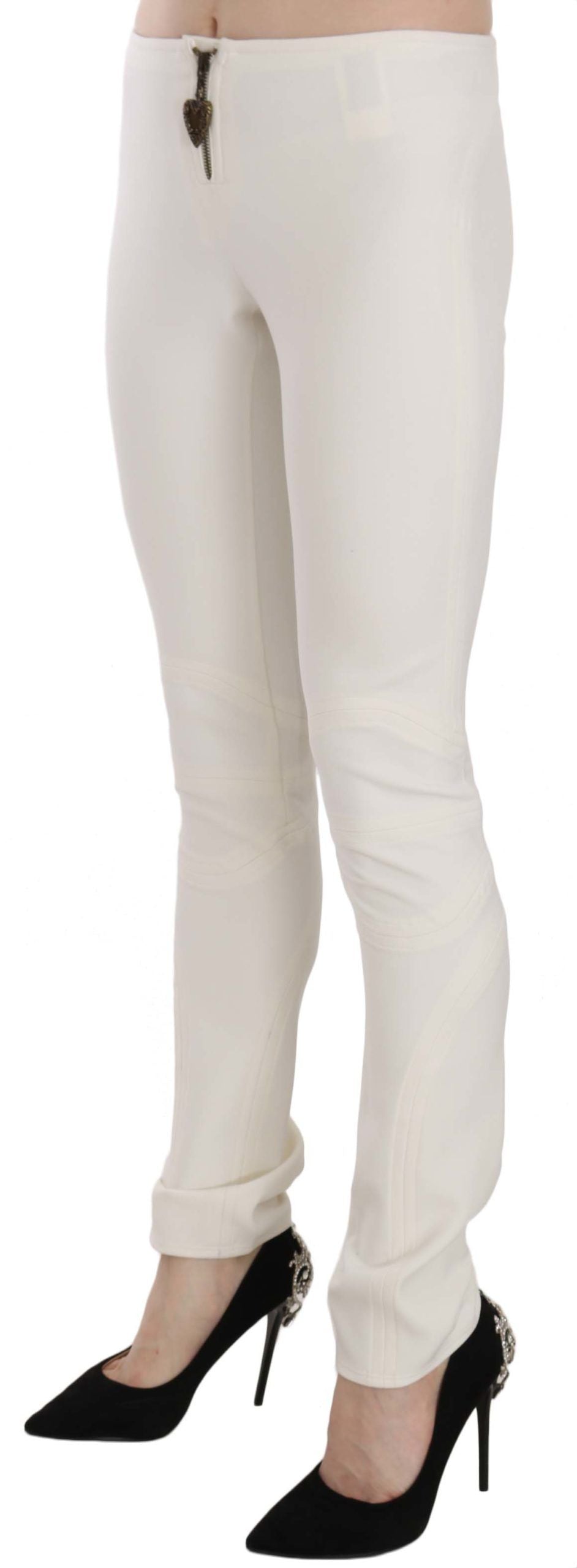 Pantalones de vestir ajustados de tiro medio blancos Just Cavalli