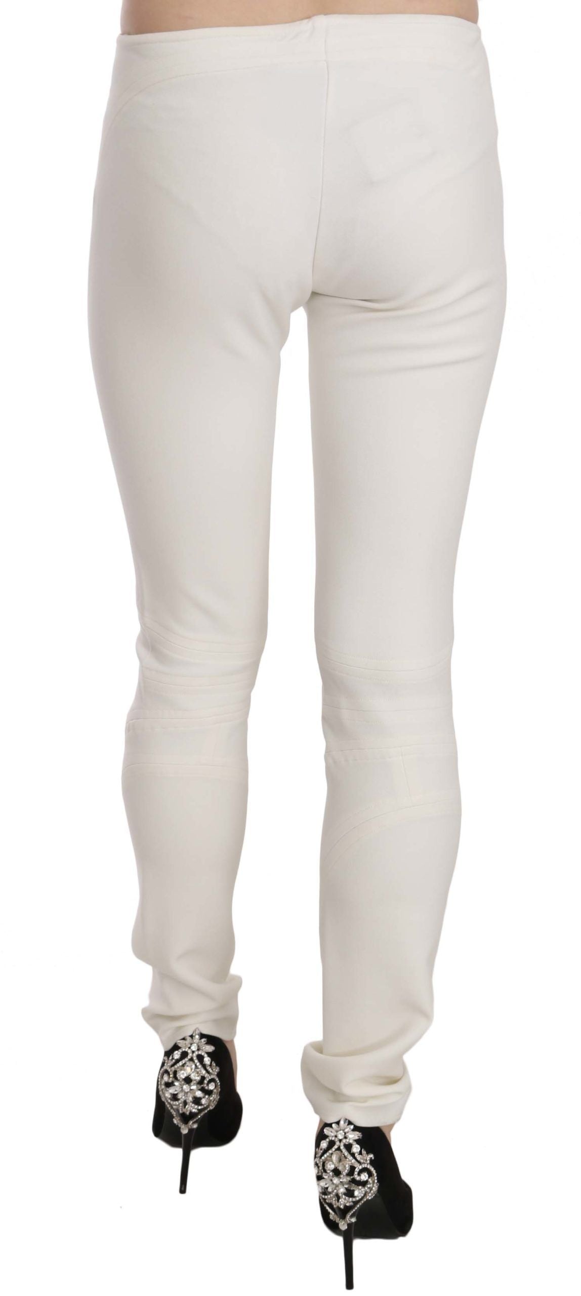 Pantalones de vestir ajustados de tiro medio blancos Just Cavalli