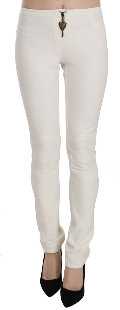 Pantalones de vestir ajustados de tiro medio blancos Just Cavalli