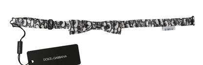 Pajarita Papillon Ajustable de Seda Blanca Estampada Dolce & Gabbana
