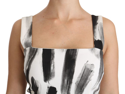 Vestido entallado midi de viscosa estampado blanco y negro de Dolce & Gabbana