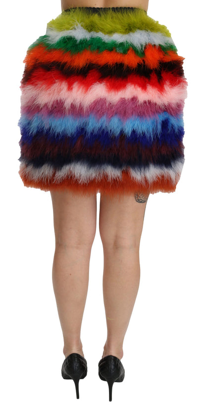Minifalda de talle alto con plumas roja y azul de Dolce & Gabbana